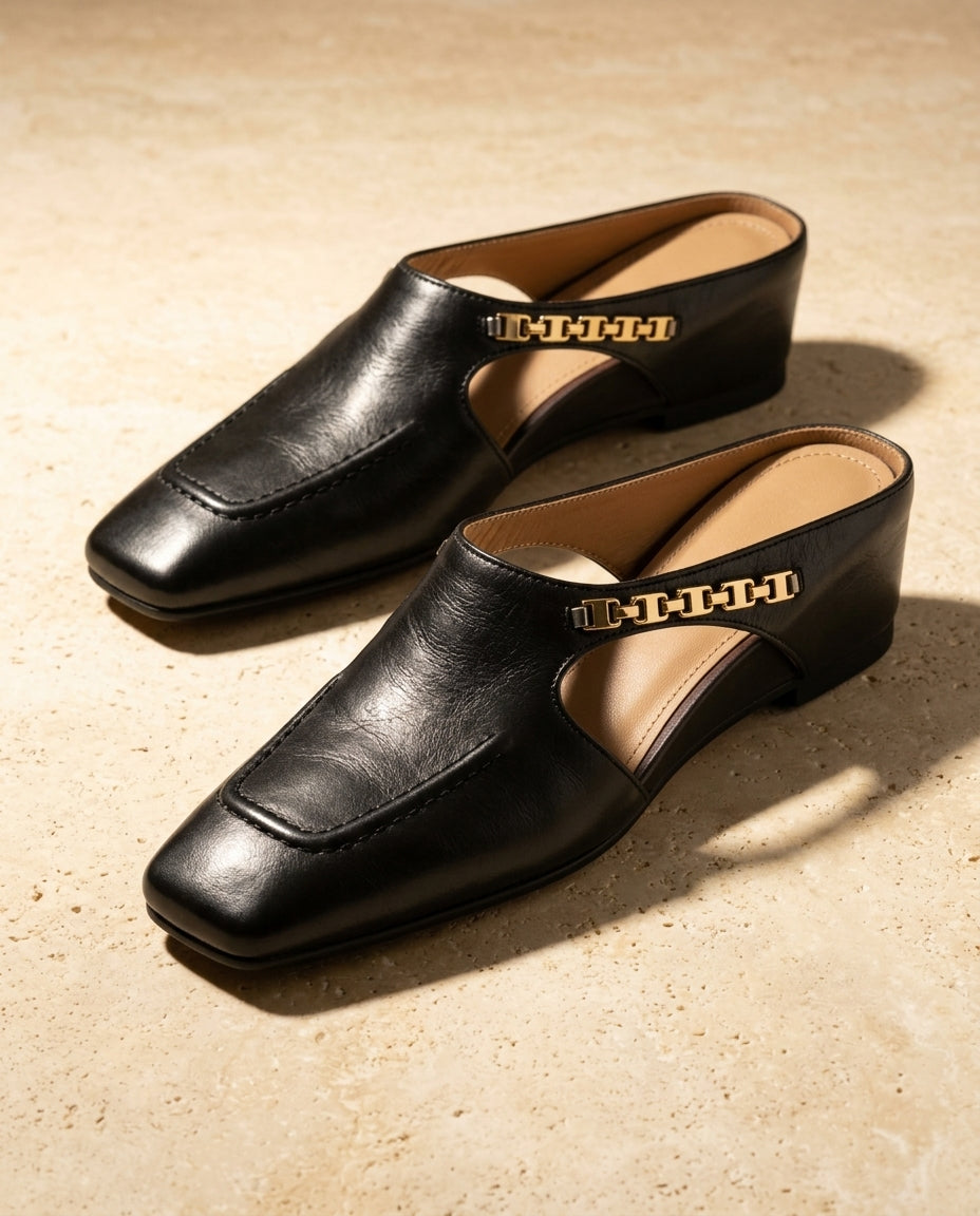 Whitney Women's Square Toe Chain Link Mules