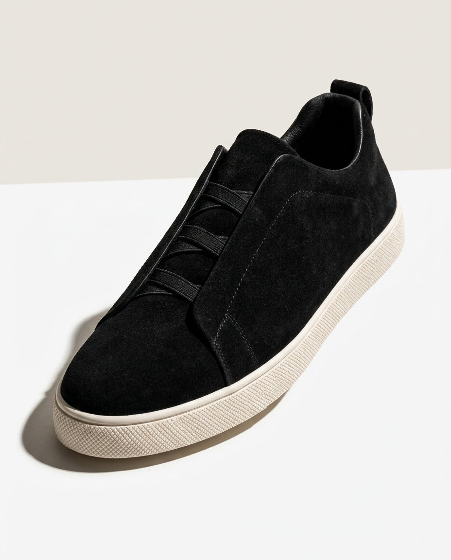 Everett Men's Suede Elastic Lace Sneakers