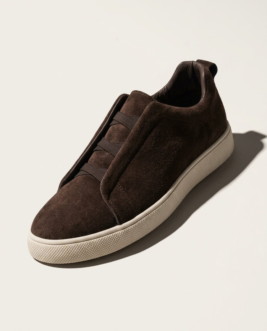 Everett Men's Suede Elastic Lace Sneakers