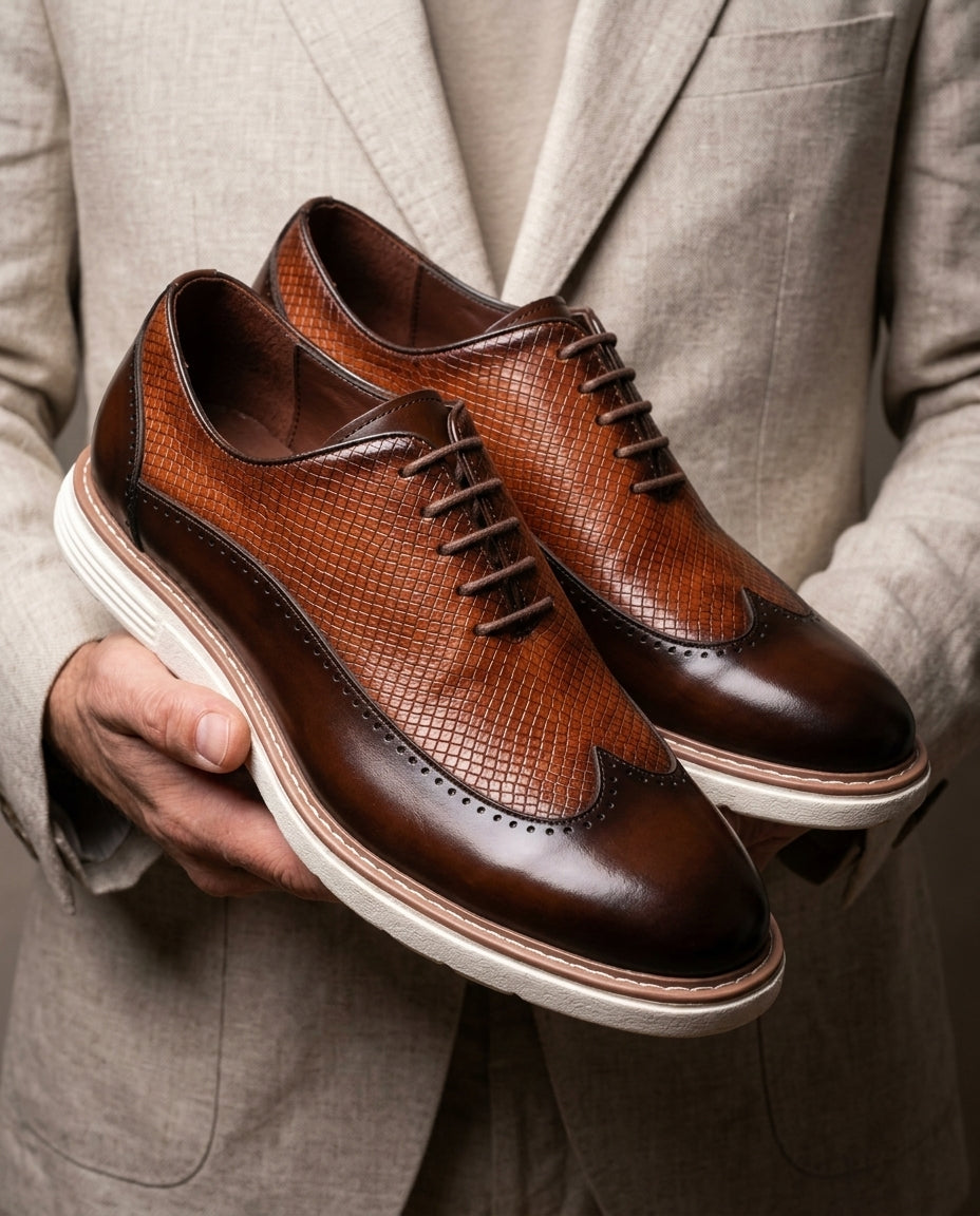 Sutherland Men's Snake Embossed Wingtip Oxfords
