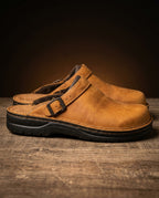 Prescott Men's Leather Buckle Mule Clogs