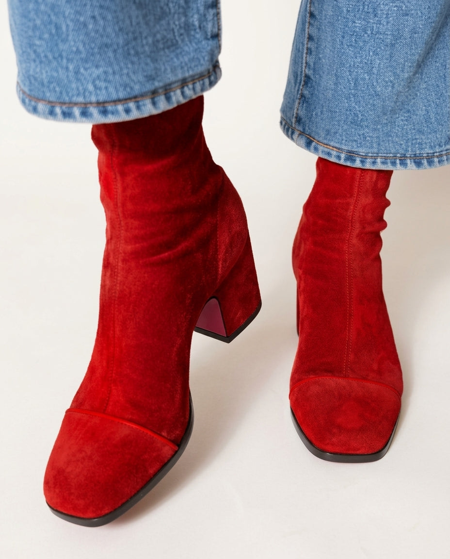 Marlowe Women's Suede Retro Square Toe Boots
