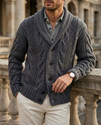 Weston Men's Wool Shawl Cable Knit Cardigan