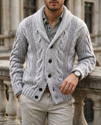 Weston Men's Wool Shawl Cable Knit Cardigan