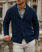 Weston Men's Wool Shawl Cable Knit Cardigan