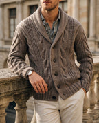 Weston Men's Wool Shawl Cable Knit Cardigan