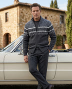 Sterling Men's Wool Blend Fair Isle Zip Cardigan
