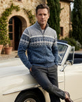 Sterling Men's Wool Blend Fair Isle Zip Cardigan