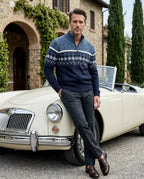 Sterling Men's Wool Blend Fair Isle Zip Cardigan