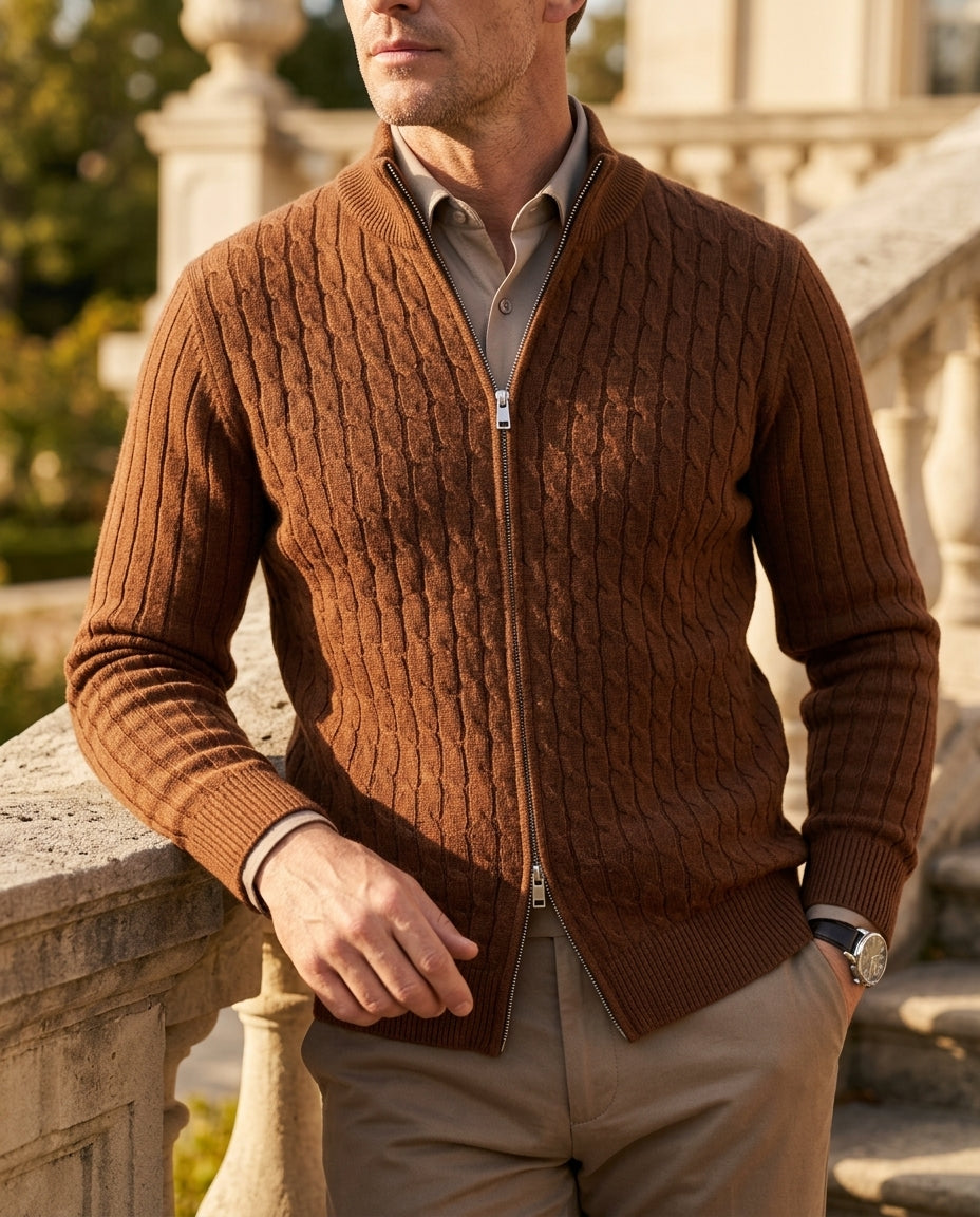 Prescott Men's Wool Blend Cable Knit Cardigan