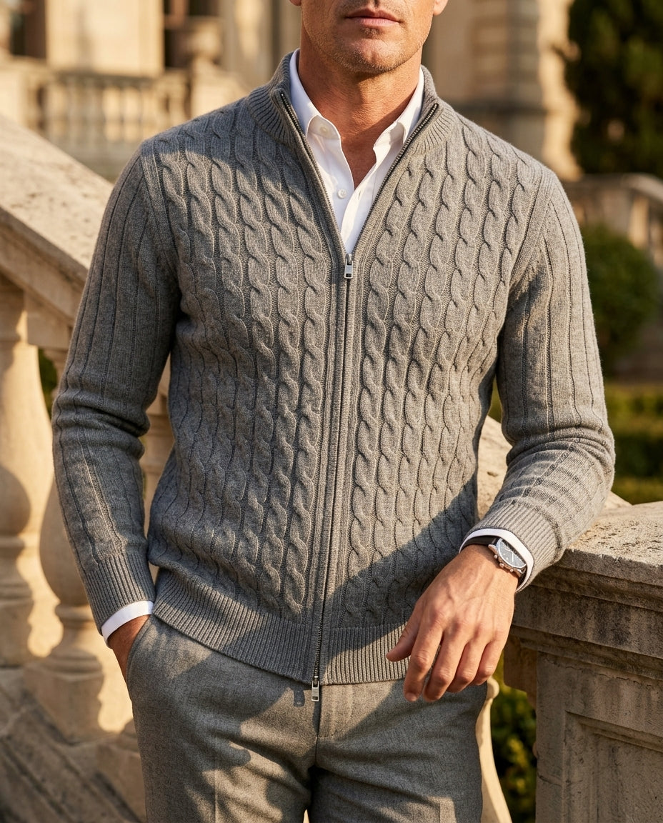 Prescott Men's Wool Blend Cable Knit Cardigan
