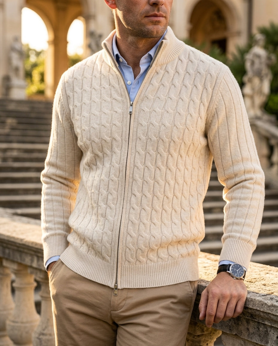 Prescott Men's Wool Blend Cable Knit Cardigan