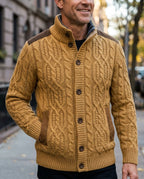 Harrison Men's Fleece Lined Cable Cardigan