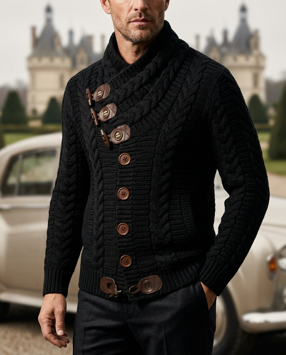 Calloway Men's Cable Knit Shawl Collar Cardigan