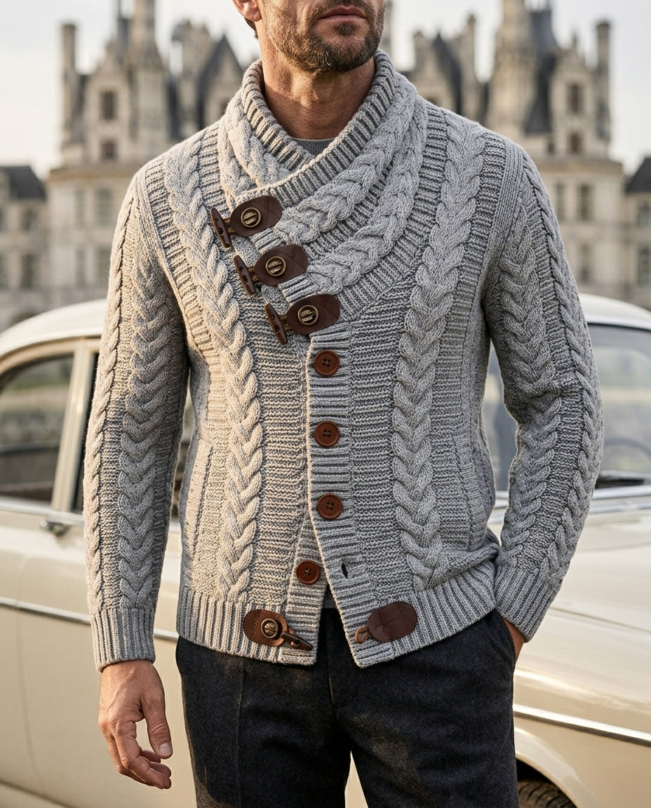 Calloway Men's Cable Knit Shawl Collar Cardigan