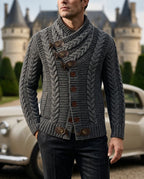 Calloway Men's Cable Knit Shawl Collar Cardigan
