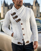 Calloway Men's Cable Knit Shawl Collar Cardigan