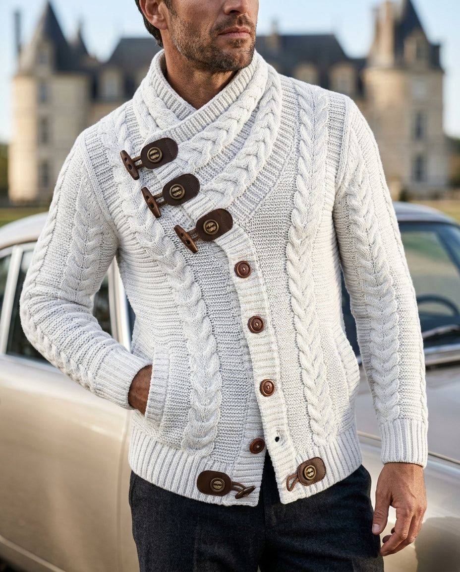 Calloway Men's Cable Knit Shawl Collar Cardigan
