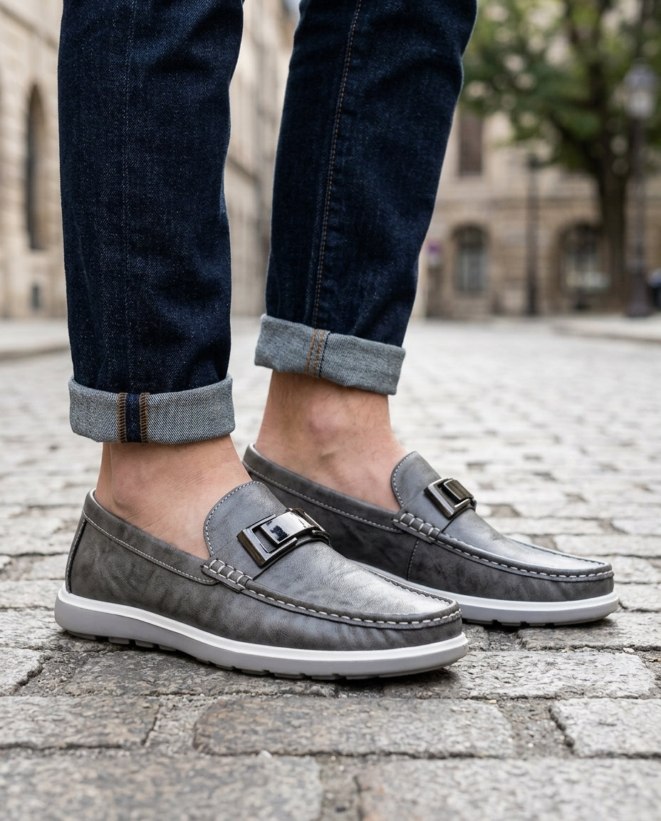Whitfield Men's Buckle Leather Loafers