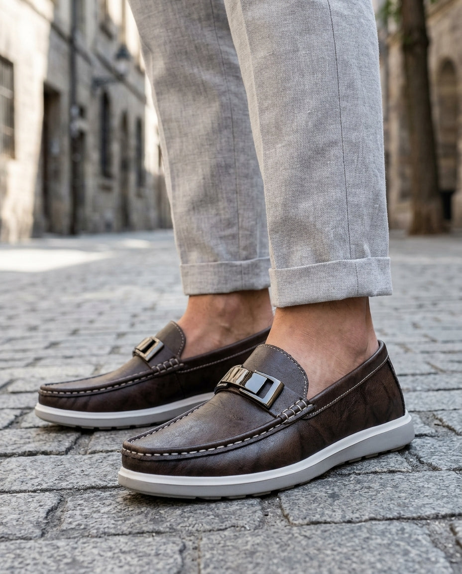 Whitfield Men's Buckle Leather Loafers
