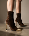 Genevieve Women's Gold Toe Suede Stiletto Boots