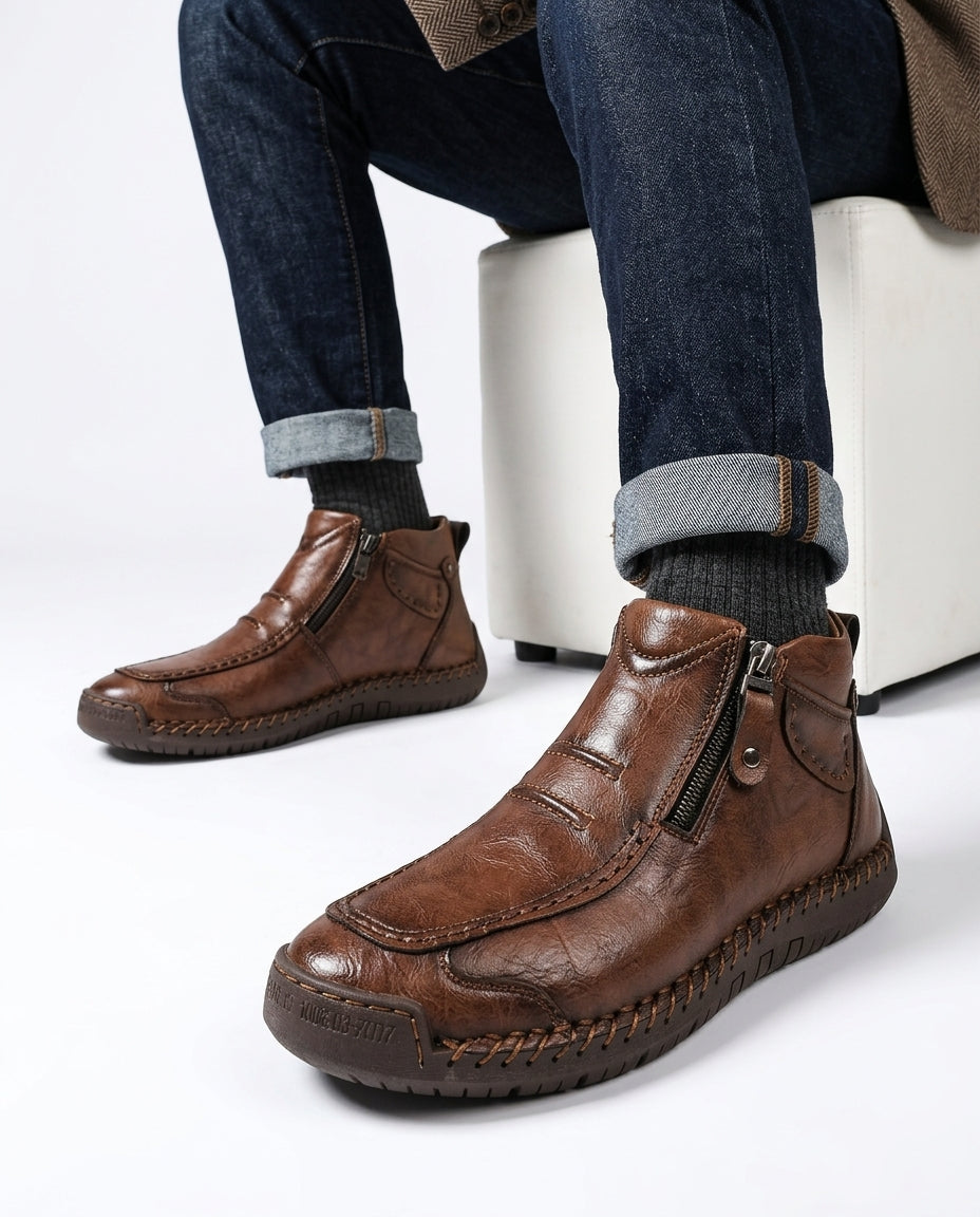 Fenwick Men's Orthopedic Leather Ankle Boots