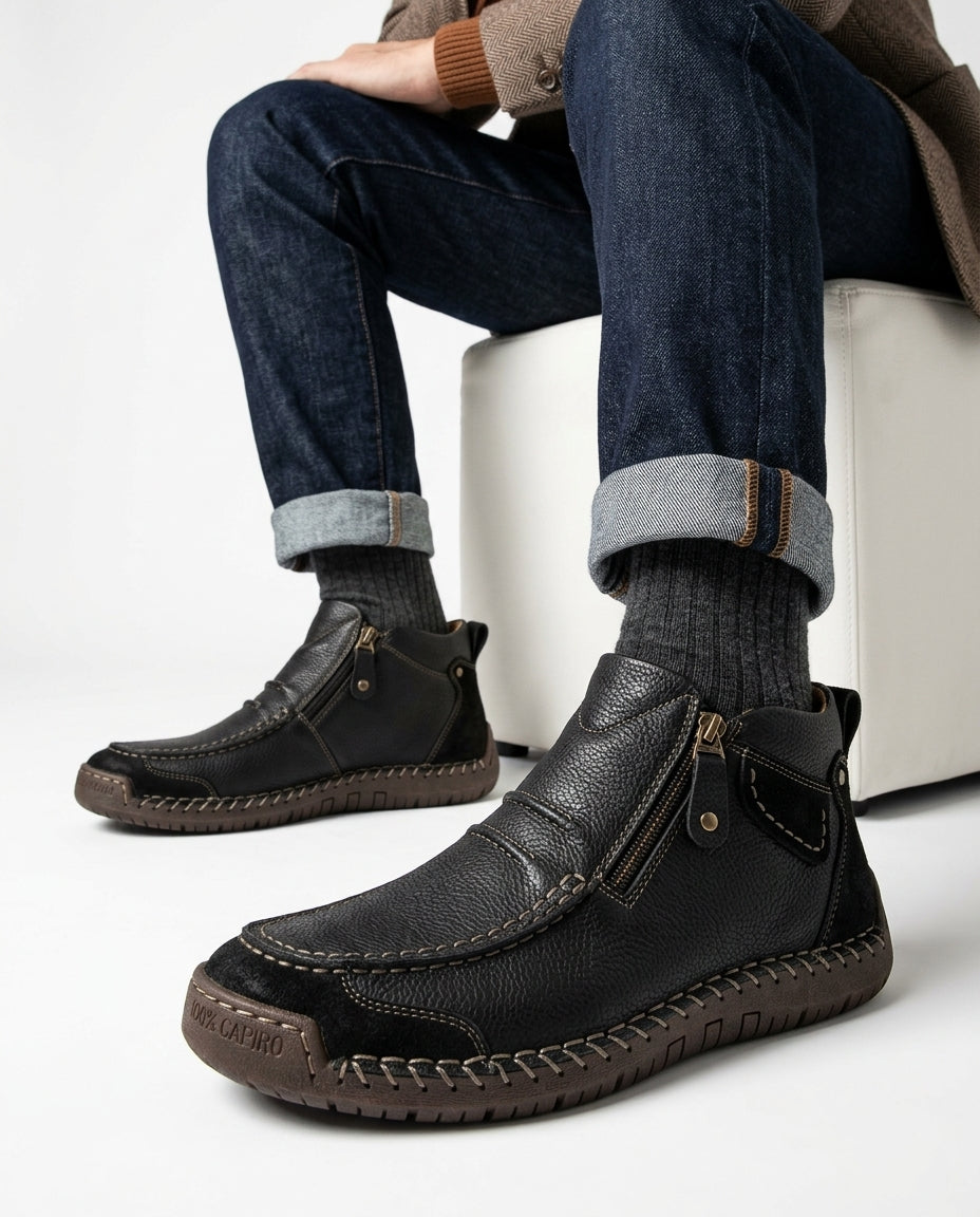 Fenwick Men's Orthopedic Leather Ankle Boots