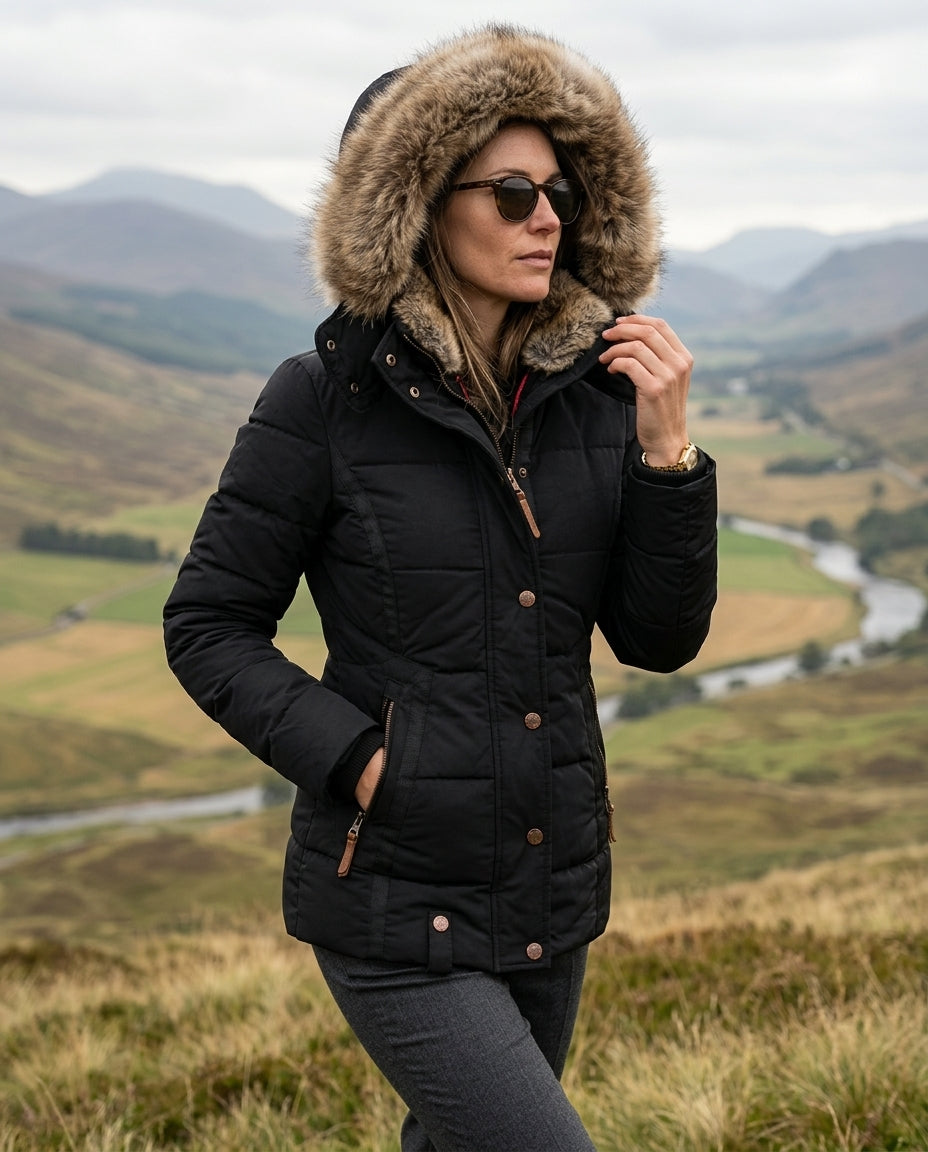 Hadley Women's Quilted Fur Hood Puffer Coat