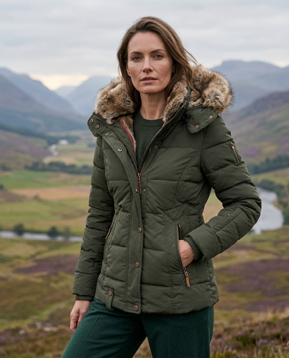 Hadley Women's Quilted Fur Hood Puffer Coat
