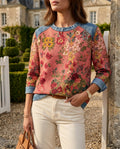 Delaney Women's Floral Denim Trim Sweatshirt
