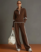 Everly Women's Quarter Zip Wide Leg Set