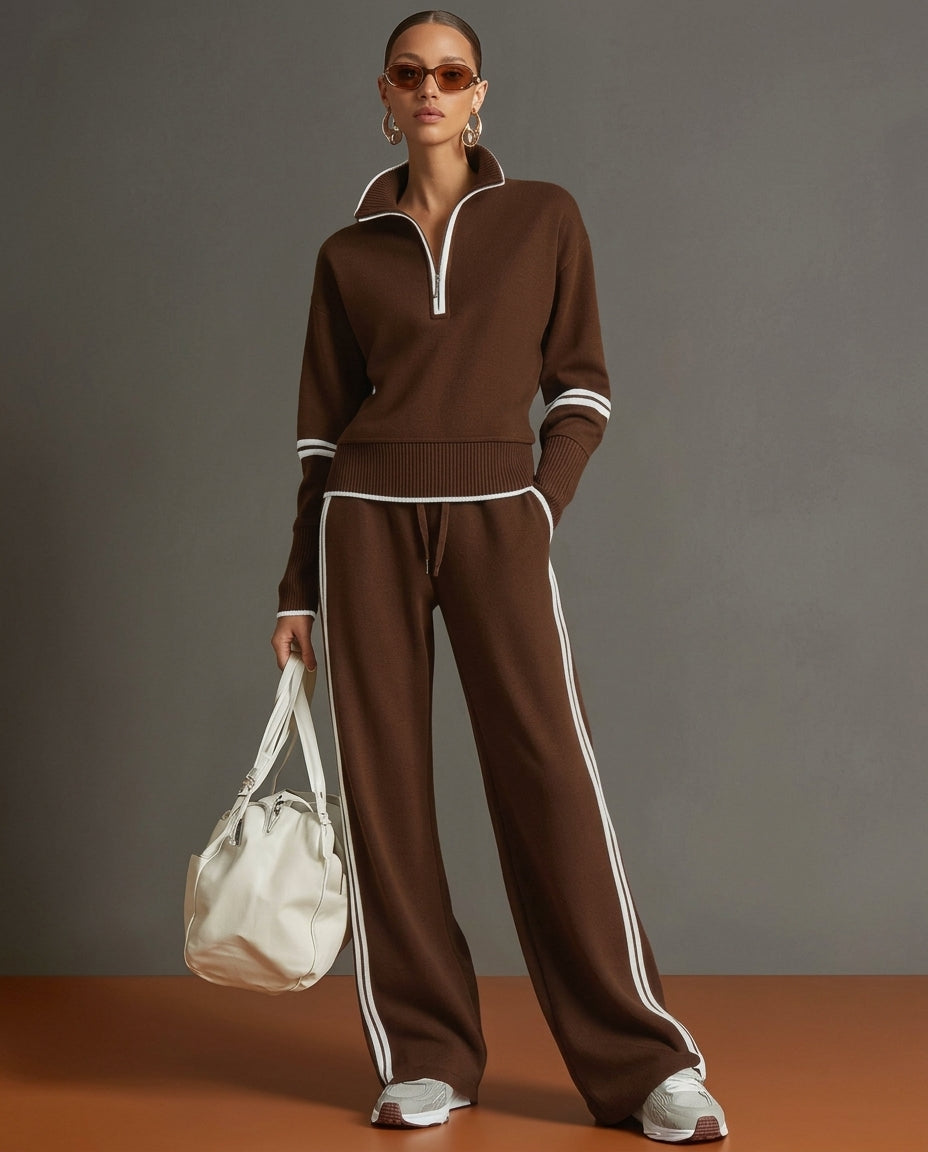 Everly Women's Quarter Zip Wide Leg Set