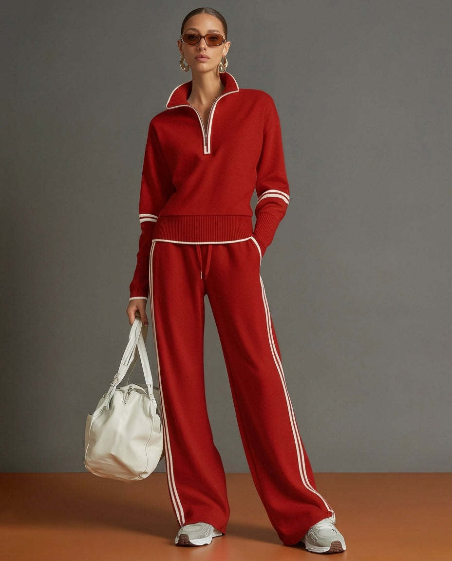 Everly Women's Quarter Zip Wide Leg Set