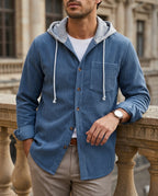 Whitfield Men's Corduroy Hooded Button Shirt