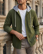 Whitfield Men's Corduroy Hooded Button Shirt