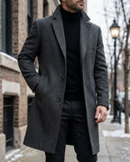 Weston Men's Tailored Lapel Long Overcoat