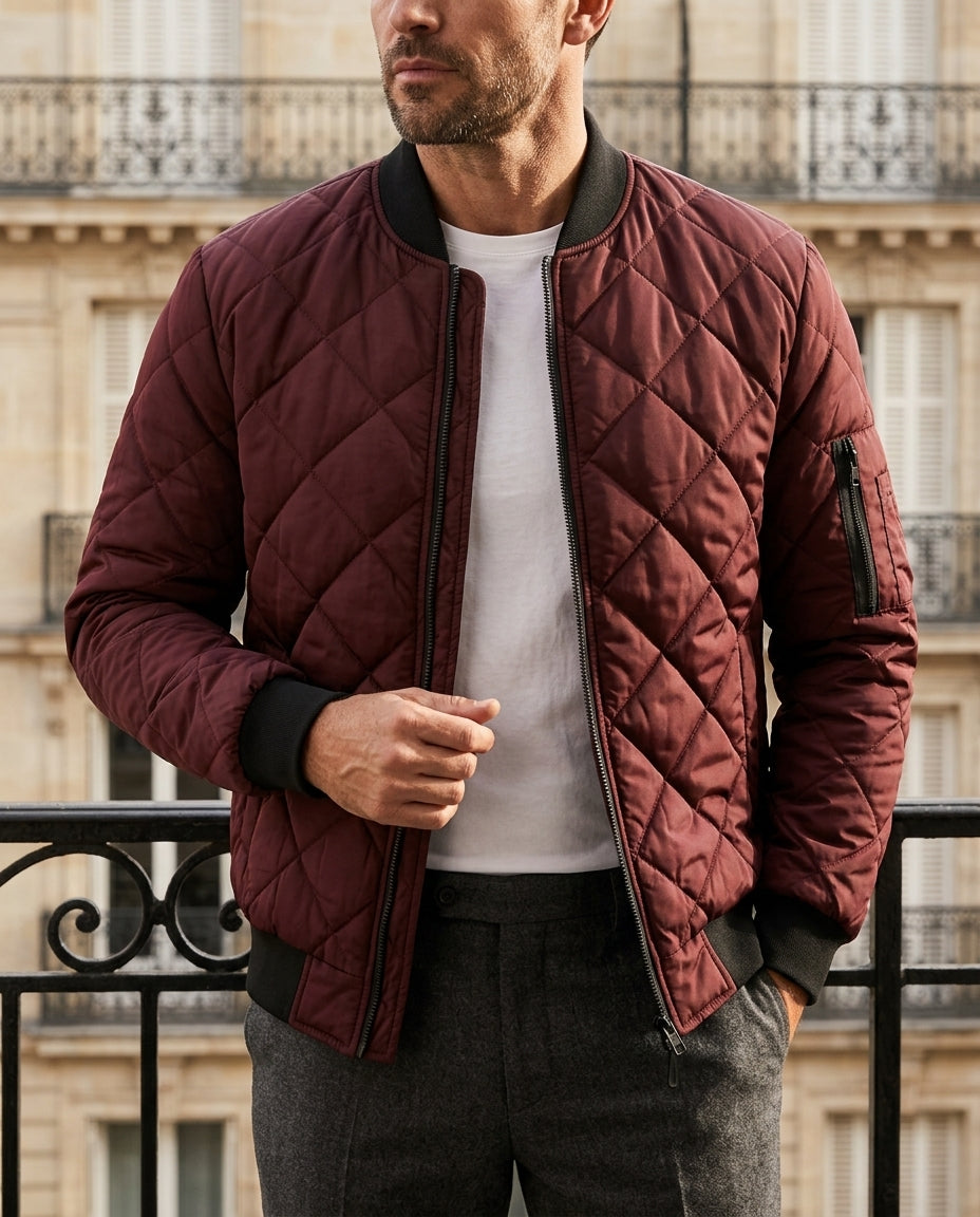 Prescott Men's Quilted Diamond Bomber Jacket