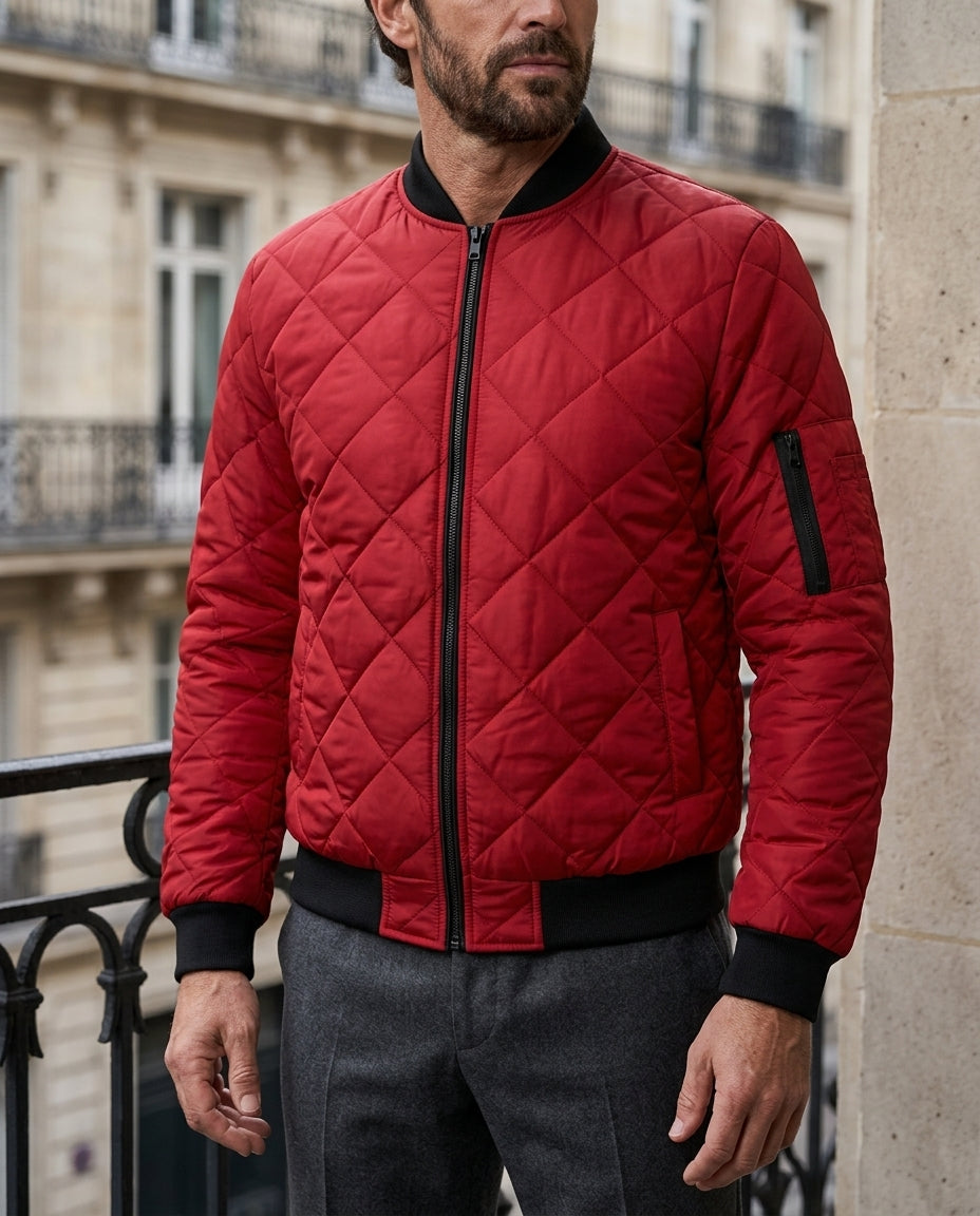 Prescott Men's Quilted Diamond Bomber Jacket