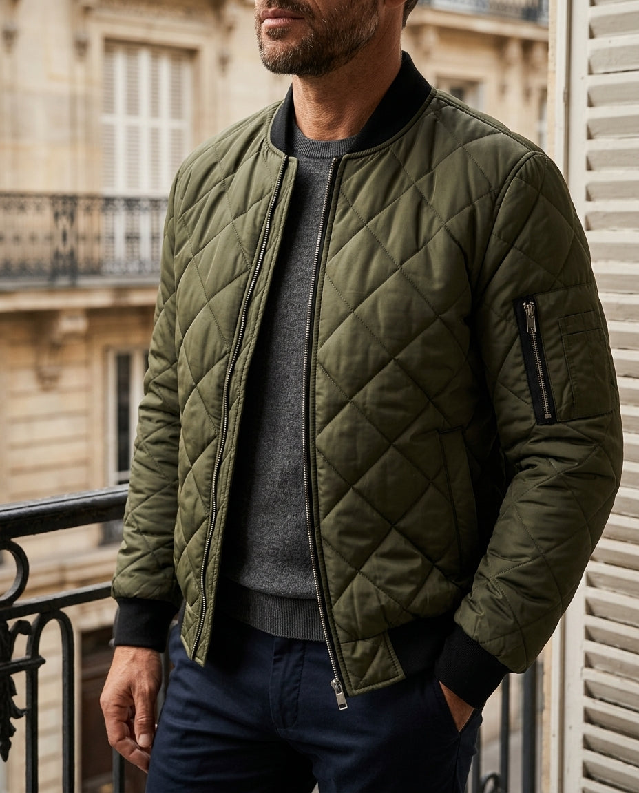 Prescott Men's Quilted Diamond Bomber Jacket