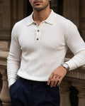 Ashford Men's Ribbed Long Sleeve Polo Sweater
