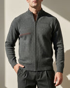 Everett Men's Geometric Cashmere Zip Jacket