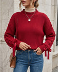 Josephine Women's Chunky Knit Bow Trim Sweater