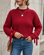 Josephine Women's Chunky Knit Bow Trim Sweater