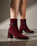 Eleanor Women's Suede Square Toe Ankle Boots