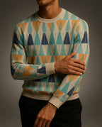 Everett Men's Cashmere Geometric Crew Neck Sweater