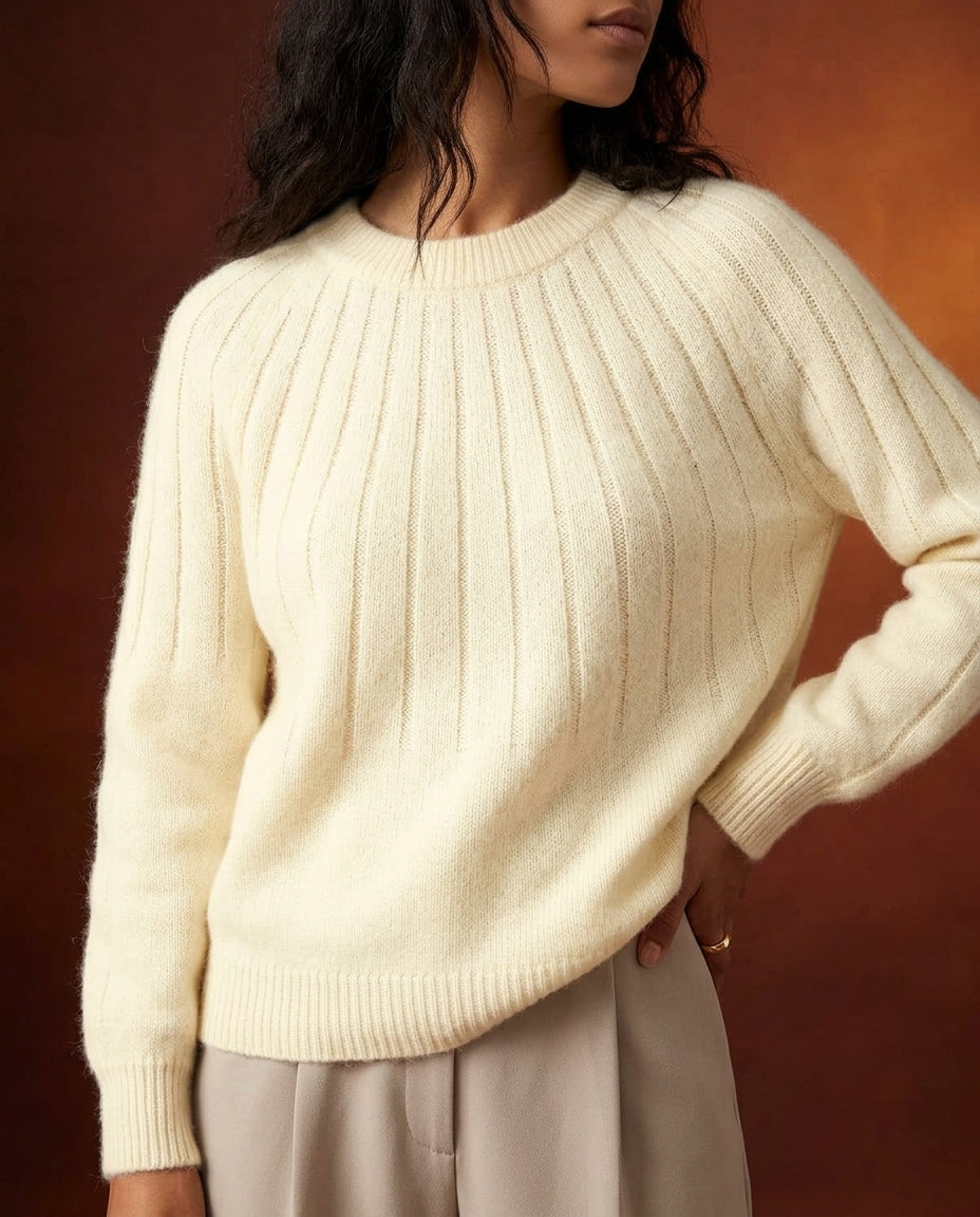 Arden Women's Brushed Ribbed Knit Relaxed Sweater