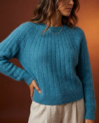 Arden Women's Brushed Ribbed Knit Relaxed Sweater