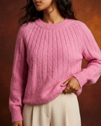 Arden Women's Brushed Ribbed Knit Relaxed Sweater
