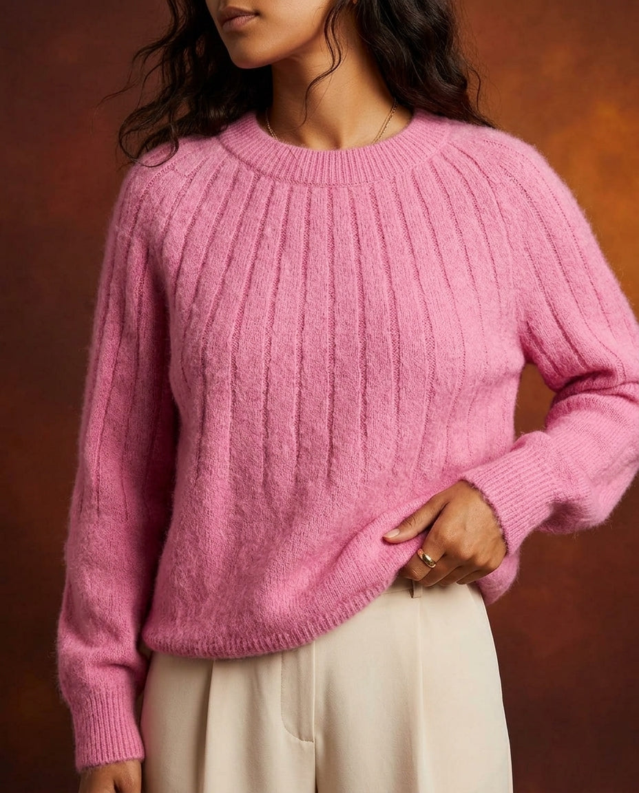 Arden Women's Brushed Ribbed Knit Relaxed Sweater