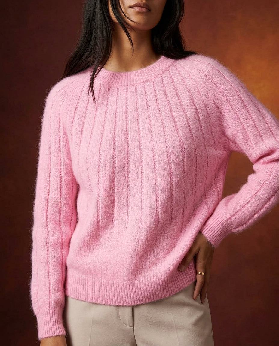 Arden Women's Brushed Ribbed Knit Relaxed Sweater